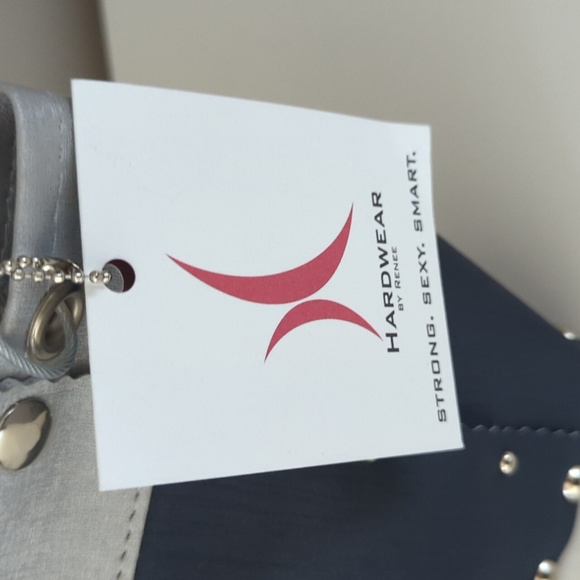 NWT Hardware By Renee Navy Gray Studded Shoulder Bag - Picture 2 of 7